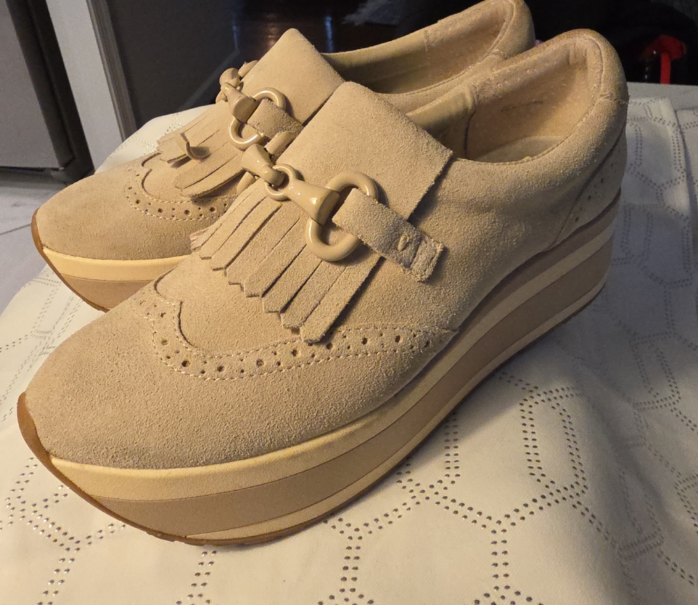 Dolce Vita Cream Suede Platform Loafers